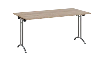 SLC 160 chrom skládací jednací stůl 1600x800, deska 25 mm, podnož chrom, deska dub bardolino